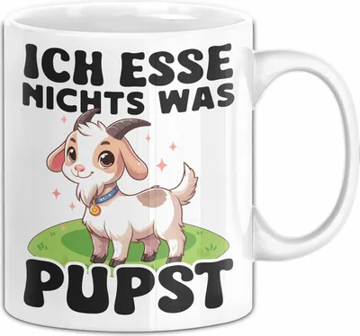 Produktbild von Veganer Tasse Geschenk Ich Esse Nichts Was Pupst Ziege Geburtstag Kaffee-Becher (Weiß)