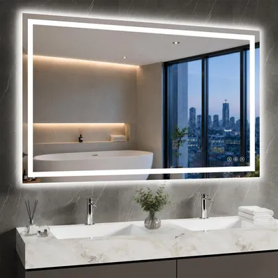 Immagine prodotto di Specchio da bagno illuminato, 91x122 cm, antiappannamento, grado di protezione IP65, dimmerabile, 3 tonalità di luce