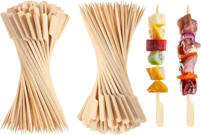 Produktbild von 200 Stück 9 cm Holzspieße für Schaschlik, ideal für Grillen, Partys & Buffets, perfekte Holzspieße zum Grillen und Servieren