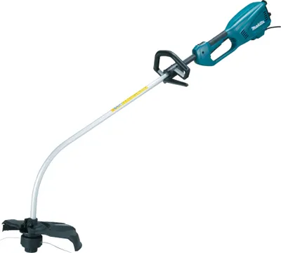 A teal and silver electric string trimmer is shown against a white background.