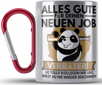 Produktbild von Trendation - Jobwechsel Edelstahl Tasse Karabiner Geschenk Neuer Job Abschied Abschiedsgeschenk Kollege Kollegin Alles Gute Für Den Neuen Job (Rot)