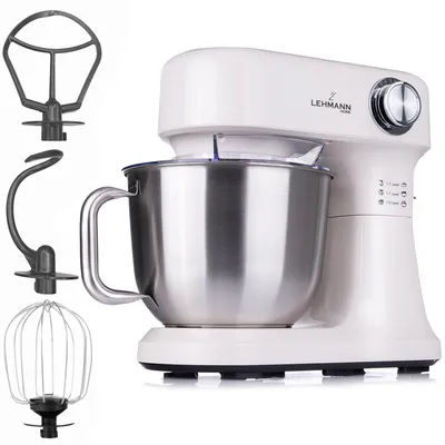 Produktbild von LEHMANN Küchenmaschine mit 3 Rühreinsätze, 1500 W, 12 Geschwindigkeiten, 5L Rührschüssel, Beige