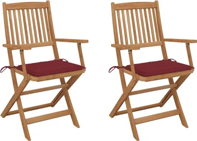 Produktbild von Klappbare Gartenstühle 2 Stk. mit Kissen Massivholz Akazie