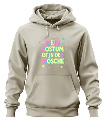 Produktbild von MEIN KOSTÜM IST IN DER WÖSCHE Karneval Fasching Halloween Hoodie Kapuzenpullover, Natur, L