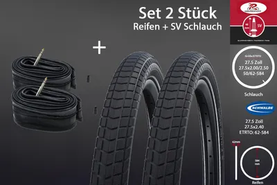 Produktbild von 2 Stück SCHWALBE Super Reifen 27.5x2.40 Reflex 62-584 Set Schlauch SV