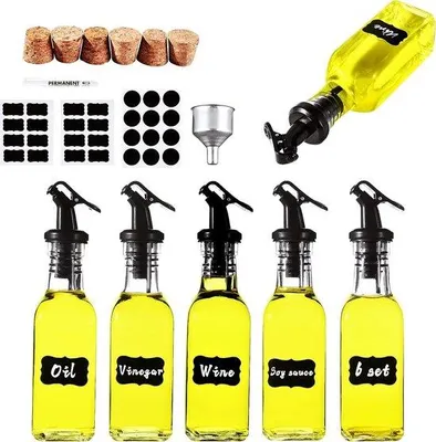 Produktbild von Ölspender mit 6 x 160 ml Flaschen, Schenkstutzen, Etiketten