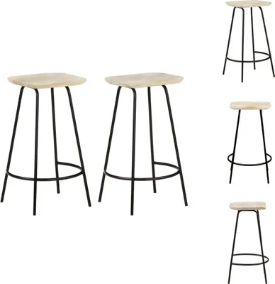 Image de vidaXL Tabouret de bar 2 pcs. en bois massif de manguier - Tabouret de bar