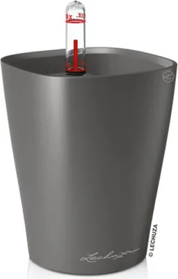 Produktbild von LECHUZA-Pflanzgefäß Mini-DELTINI Premium Anthrazit Metallic | Tischgefäß mit Bewässerung und Pflanzeinsatz |Metallic-Oberfläche|10 x 10 x 13 cm| 14949