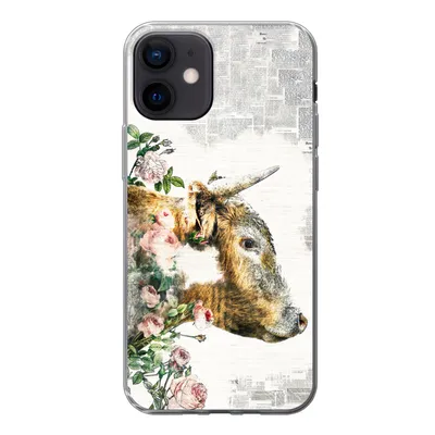 Produktbild von MuchoWow® Handyhülle Schutzhülle Hülle für iPhone 12 Schottischer Highlander - Farbe - Blumen Silikon Softcase Handy Hülle - Schutzhülle