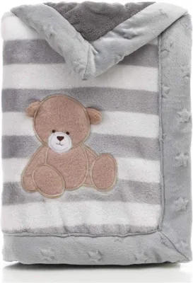 Produktbild von Weiche, doppellagige Babydecke aus Flanell mit warmen Streifen und kuscheliger Textur