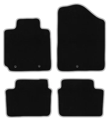 Produktbild von Velours-Fußmatten für Hyundai Veloster 2011-2018 (Coupé) – 4-tlg, Schwarz/Silber, passgenau – Wielganizator CARLUX