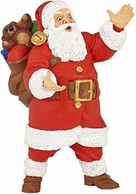 A figurine of Santa Claus holding a sack of toys.