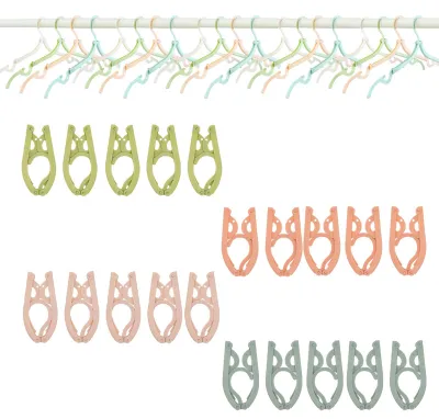 Zusammenklappbare Kleiderbügel 20er Set, 4 Farben, Reisebügel