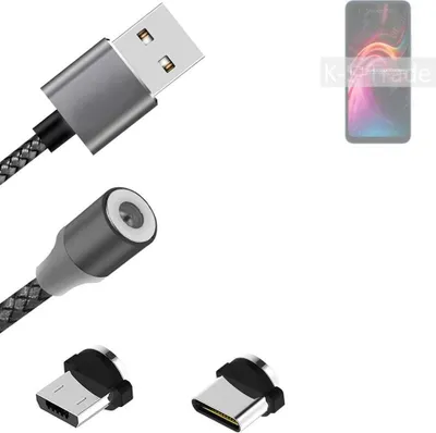 Produktbild von K-S-Trade Hochwertiges Magnet-Lade-kabel Sync-Kabel Daten-Kabel kompatibel mit UMIDIGI G1 Max mit USB-Typ-C-Anschluss und Micro-USB-Anschluss 2A bis