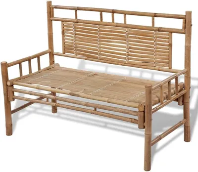 Productafbeelding van Bank met Rugleuning - Tuinbank - Buiten Ontspannen - Weerbestendig Bamboe - 120 cm Breed - Bruin
