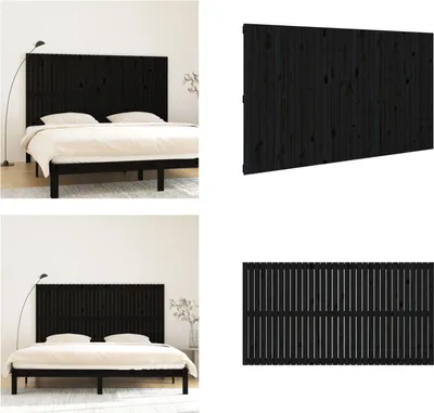 Produktbild von vidaXL Wand Kopfteil Schwarz 204x3x110 cm Massivholz Kiefer - Wand-Kopfteil - Wand-Kopfteile - Kopfteil - Bett-Kopfteil