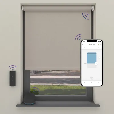 Produktbild von Cocoon Home Elektrisches Rollo 110x190 - Verdunkelnd - Smart - Samt Hellgrau