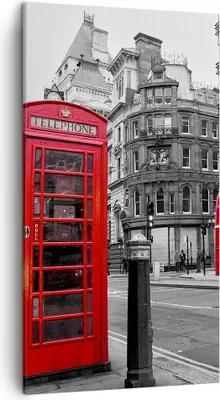 Produktbild von Bild auf Leinwand - Leinwandbild - Bus Telefon Straße - 45x80cm - Wand Bild - Wanddeko - Wandbilder - Leinwanddruck - Bilder - Kunstdruck - Wanddekoration - Leinwand bilder - Wandkunst - PA45x80-2674