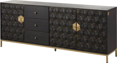 Image de MASSIVMOEBEL24 | Buffet en bois de Manguier 194x40x77 gris huilé DIAMOND #121