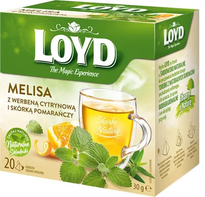 Obrázek produktu pro Loyd Melissa bylinný čaj s citronovou verbínou a pomerančovou kůrou 20 sáčků