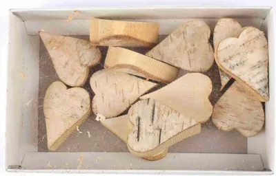 Produktbild von nature trends Birkenholz-Herzen Spitz & Massiv in der 12er Box