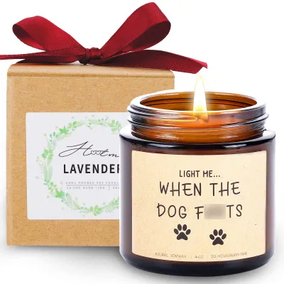 Lavendelkerze mit Spruch für Hundeliebhaber, 250 g, 20-25 Std.