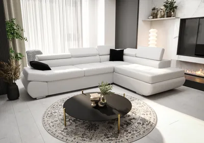 Produktbild von Ecksofa 280 cm Rechts Weiß Kunstleder Kongo RBN03