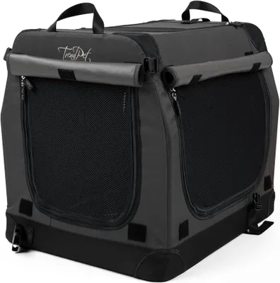 Produktbild von TPX-Pro - Leichte, Faltbare Hundebox mit Aluminium Rahmen (grau, L 60 x B 45 x H 50 cm)