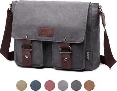 Obrázek produktu pro Pánská plátěná taška přes rameno Messenger Bag Casual Shoulder Bag Letter Carrier Bag Satchel - Grey