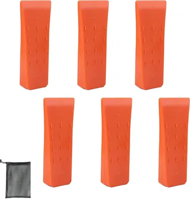Produktbild von 6 Stück Kettensägen Fällkeil：6 Zoll Fällkeil Set Fällkeil Kunststoff Robust und Langlebig Forst Zubehörwerkzeug mit Tasche für Holzfäller zum Kontrollierten Fällen von Bäumen Schlagfest