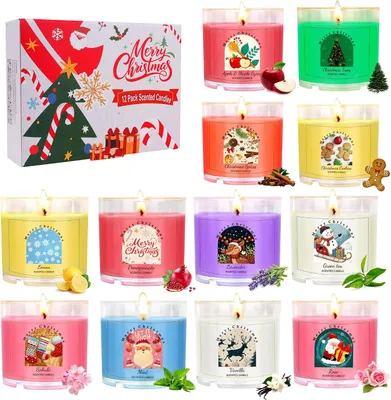 Produktbild von Weihnachts-Duftkerzen, 12er-Pack, Acrylkerzen