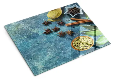 Produktbild von Glas Schneidebrett - 40x30 cm - Küchenbrett - Hartglas - Arbeitsplattenschutz - Servierbrett - Hitzebeständig - Gewürzstein