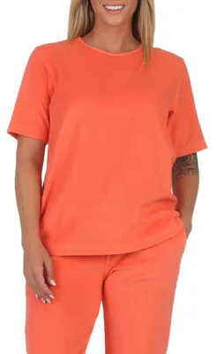 Produktbild von Damen kurzarm Frottee Schlafanzug Oberteil Pyjama Shirt Mix & Match – ideal zu kombinieren ; orange , 40