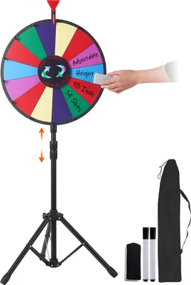 Produktbild von VEVOR 46cm kolo štěstí Výškově nastavitelné loterijní hry Štítkování Lucky Wheel se stojanem