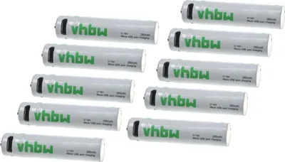 Produktbild von vhbw 10x AAA Micro Akkus mit Micro USB-Anschluss (280 mAh, 1,5 V, Li-Ion)