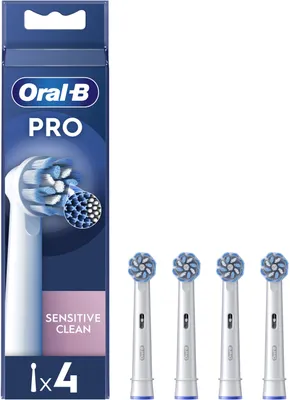 Produktbild von Oral-B Pro Sensitive Clean Aufsteckbürsten für elektrische Zahnbürsten, 4 Stück, Weiß