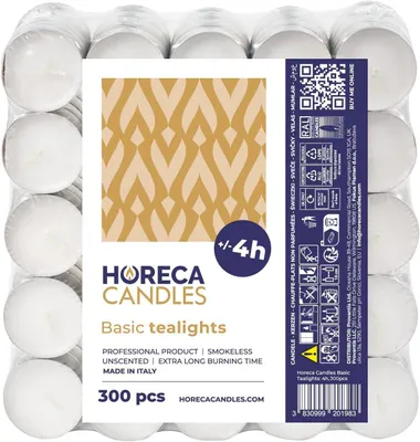 Produktbild von Teelichter 300 Stück Weiß 4 Stunden Brenndauer Paraffinwachs ohne Duft Hochzeit