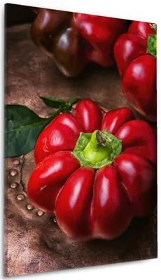 Produktbild von Wallario Premium Leinwandbild Rote Paprika in der Küche in Größe 60 x 90 cm