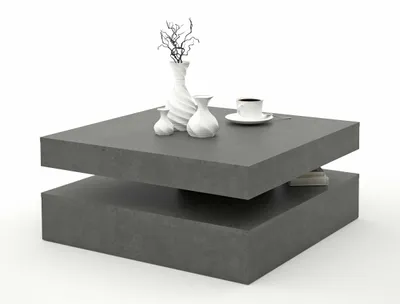 Produktbild von Couchtisch TURN Platte drehbar 78 x 78 cm Betonoptik dunkelgrau, Forte