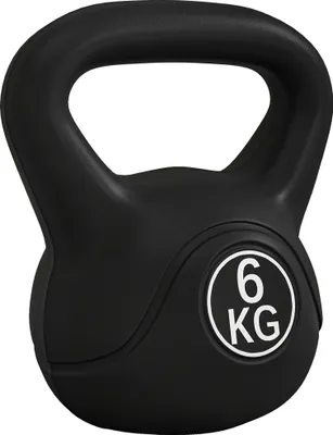 Produktbild von HOMCOM 6 kg Kettlebell, Fitness-Kettlebell, gefüllt mit Sand, mit breitem, rutschfestem Griff für Übungen und Training zu Hause und im Fitnessstudio, 20 x 13 x 22 cm, Schwarz