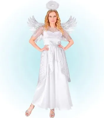 Produktbild von Kostüm "Engel" für Damen | Weiß Silber | Kleid, Flügel, Heiligenschein Größe: S