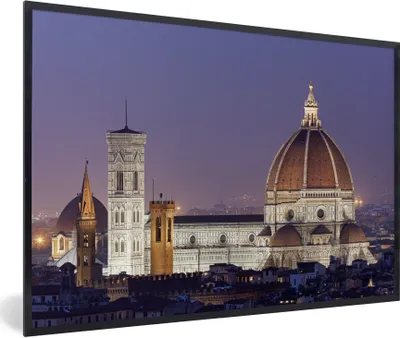 Produktbild von MuchoWow® Gerahmtes Poster Florenz - Kuppel - Lila 90x60 cm - Poster mit Schwarzem Bilderrahmen Wandposter Rahmen Foto Bilder - Fotorahmen - Foto-Plakat