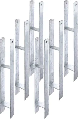 Produktbild von 6x siwitec H-Pfostenträger 6 mm, 800 x 121 mm, feuerverzinkt, Pfostenschuh, Pfostenhalter, H-Anker