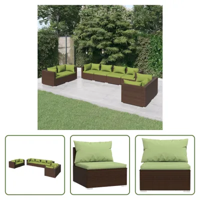 Produktbild von The Living Store 8-tlg. Garten-Lounge-Set mit Kissen Poly Rattan Braun