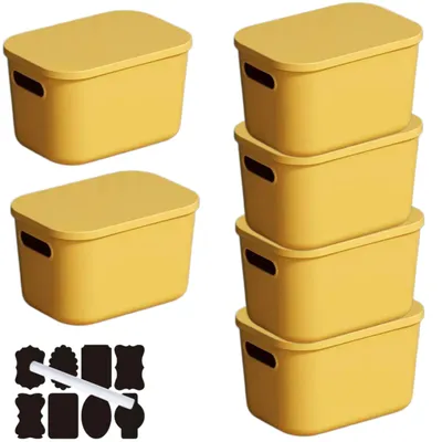 Imagen del producto de Omgoods - Juego de 6 cajas de almacenamiento apilables con tapa (amarillas)