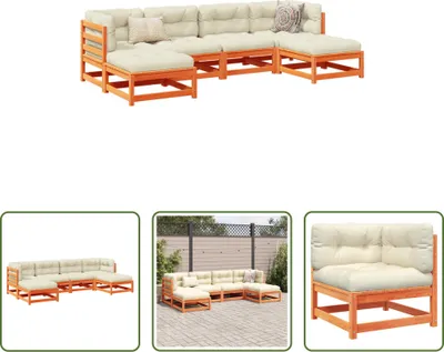 Produktbild von The Living Store 6-tlg. Garten-Sofagarnitur mit Kissen Wachsbraun Kiefernholz