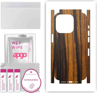 Produktbild von apgo Rückseite + Seiten Schutzfolie, Skin, kompatibel mit Apple iPhone 14 Pro, Hinten Displayschutzfolie aus Vinylfolie, kratzfest, einfache Montage - Tigerwood