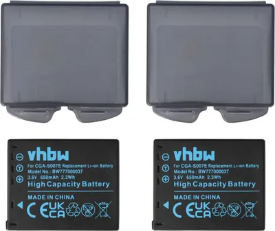 Produktbild von vhbw 2x Akku kompatibel mit Panasonic Lumix DMC-TZ4, DMC-TZ3, DMC-TZ11, DMC-TZ5, DMC-TZ2, DMC-TZ1, DMC-TZ50, DMC-TZ15 Kamera (650 mAh, 3,6 V, Li-Ion)