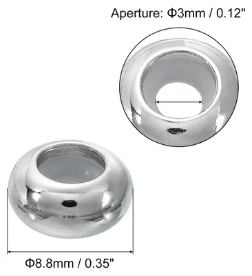 Produktbild von 20 Stš¹ck 9mmx3mm Einsetzgummi-Positionierungsperlen, Edelstahl verstellbare Schiebeperlen fš¹r die Schmuckherstellung, Silber
