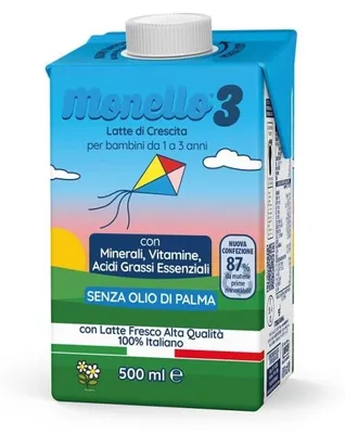 Immagine prodotto di Monello 3 Formula Per La Crescita A Base Di Latte Per Bambini Da 1 A 3 Anni Liquido 500 Ml
